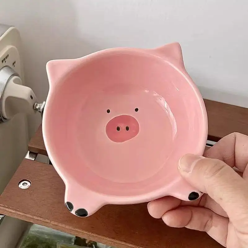Cute Cartoon Pig Ceramic Mini Sauce Dish Heat Resistant Small Dipping Bowl for Hot Pot Ketchup BBQ Outdoor Camping Picnic Use