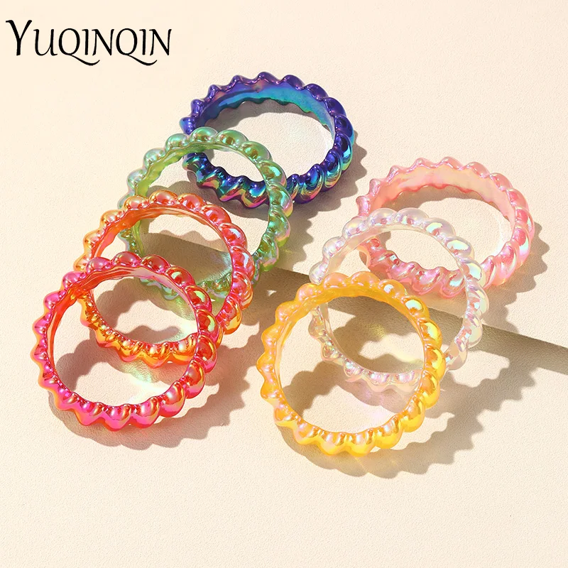 Koreanische große Laser farbe Harz niedlichen Armreifen für Frauen bunte Punk geometrische Armband & Armreif für Mädchen Party Hands chmuck Geschenke