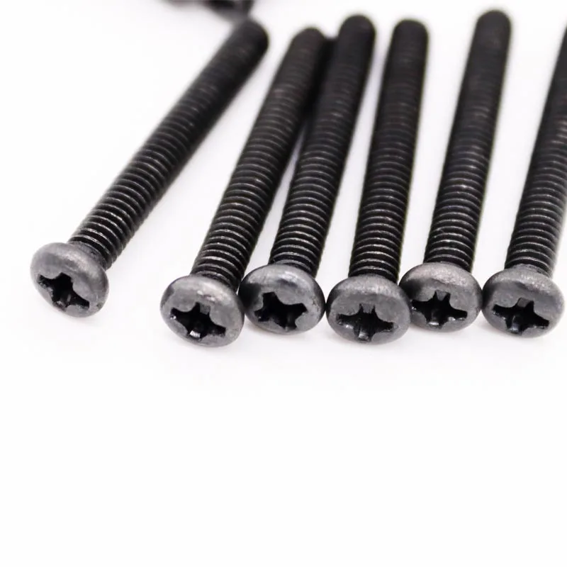 5/50pc PWM M2 M2.5 M3 M4 M5 M6 Black Stainless Steel Cross Recessed Phillips Pan Round Head With Washer Padded Collar Screw Bolt