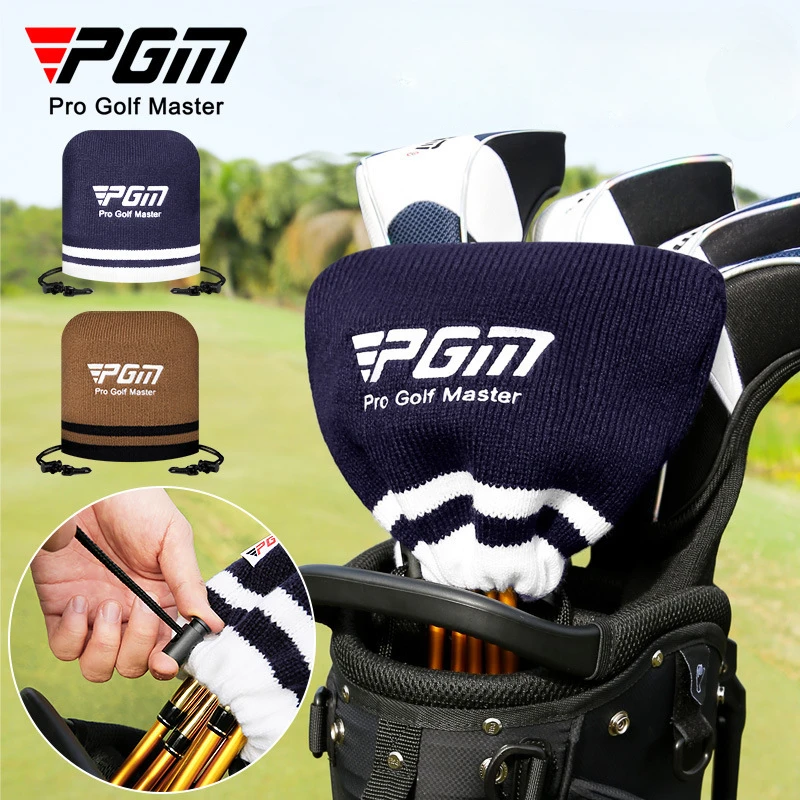 PGM Golf Club Head Covers Elastic Rope Cuff Cue Embroidery Protective Sleeve Woolen Knit Iron Set Hat Cover GT215