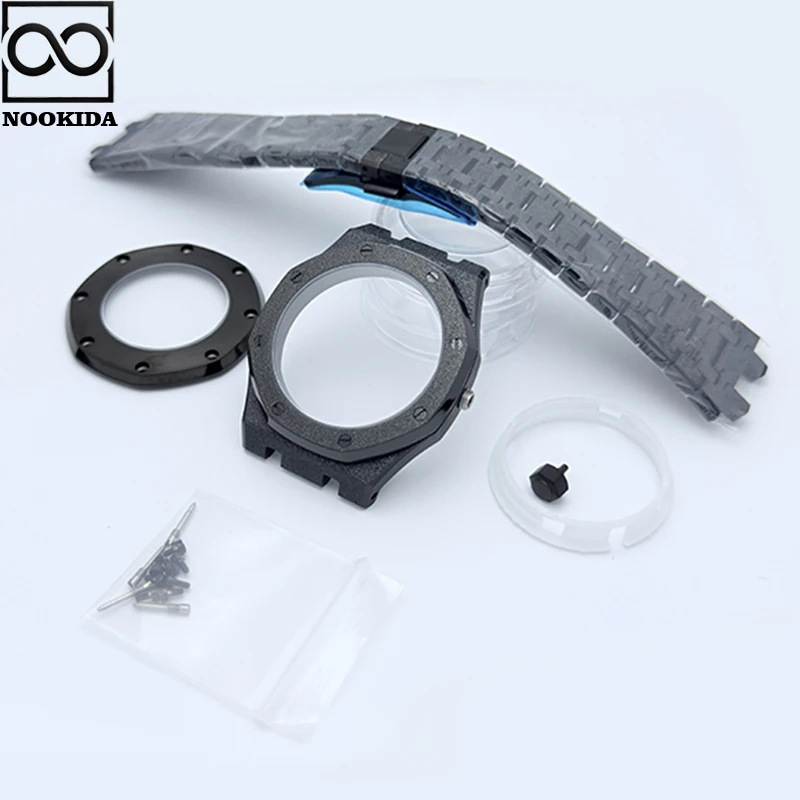 NOOKIDA stal 316L szafirowy kryształ 41mm lśniąca gwiazda szlifowanie etui na zegarek dla Seiko NH35/36/38/70 ruch pasuje do tarczy 31.8mm