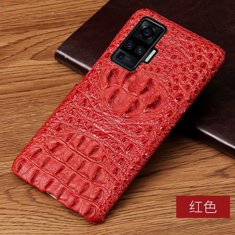 New Luxury Shockproof 3d Real Leather Embossed Crocodile Pattern For Vivo X50 X30 X27 Pro Phone Back Cover Protection Case