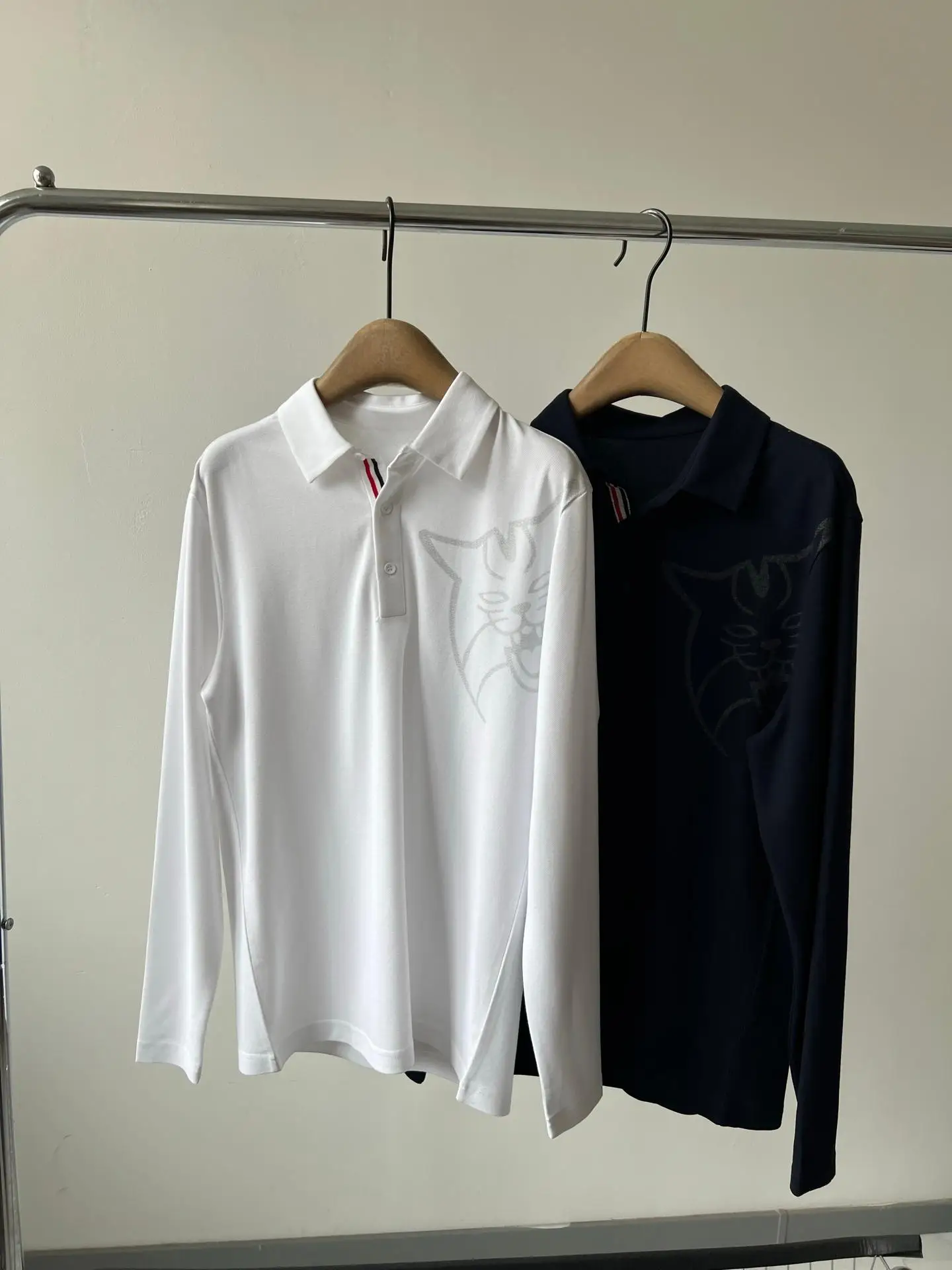 Autumn New Mens Golf POLO Shirt Lapel Long Sleeve T-Shirt Unique Design Casual Golf Tops
