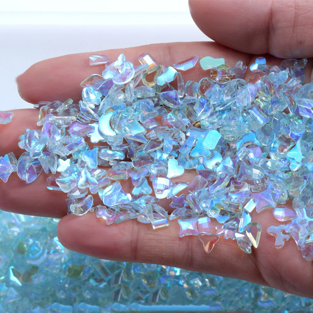 AB Cor Encantos das Unhas, Acrílico Pedra Gems, Mixed-Shape Jóias, iridescente Nail Art Decoração Acessório, Resina 3D Aurora Resina, 100pcs por pacote