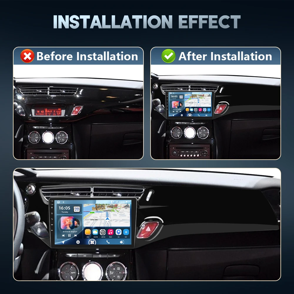 Reproductor Multimedia para Auto Android 2din con Voz AI Podofo para Citroën C3/MK2SC 2009-2016, Navegación GPS, Carplay, Android Auto, WIFI, DSP, FM, RDS, Bluetooth