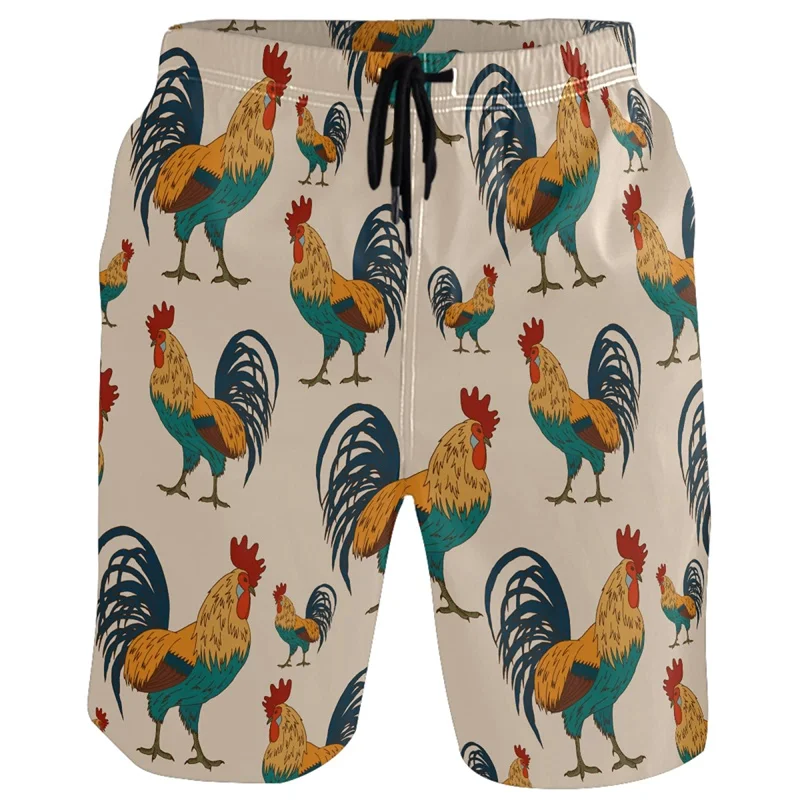 Cute Ducks Rooster Beach Shorts For Men vendita calda 3d Print costume da bagno Quick Dry Casual Street Short Pants Surf Board Shorts