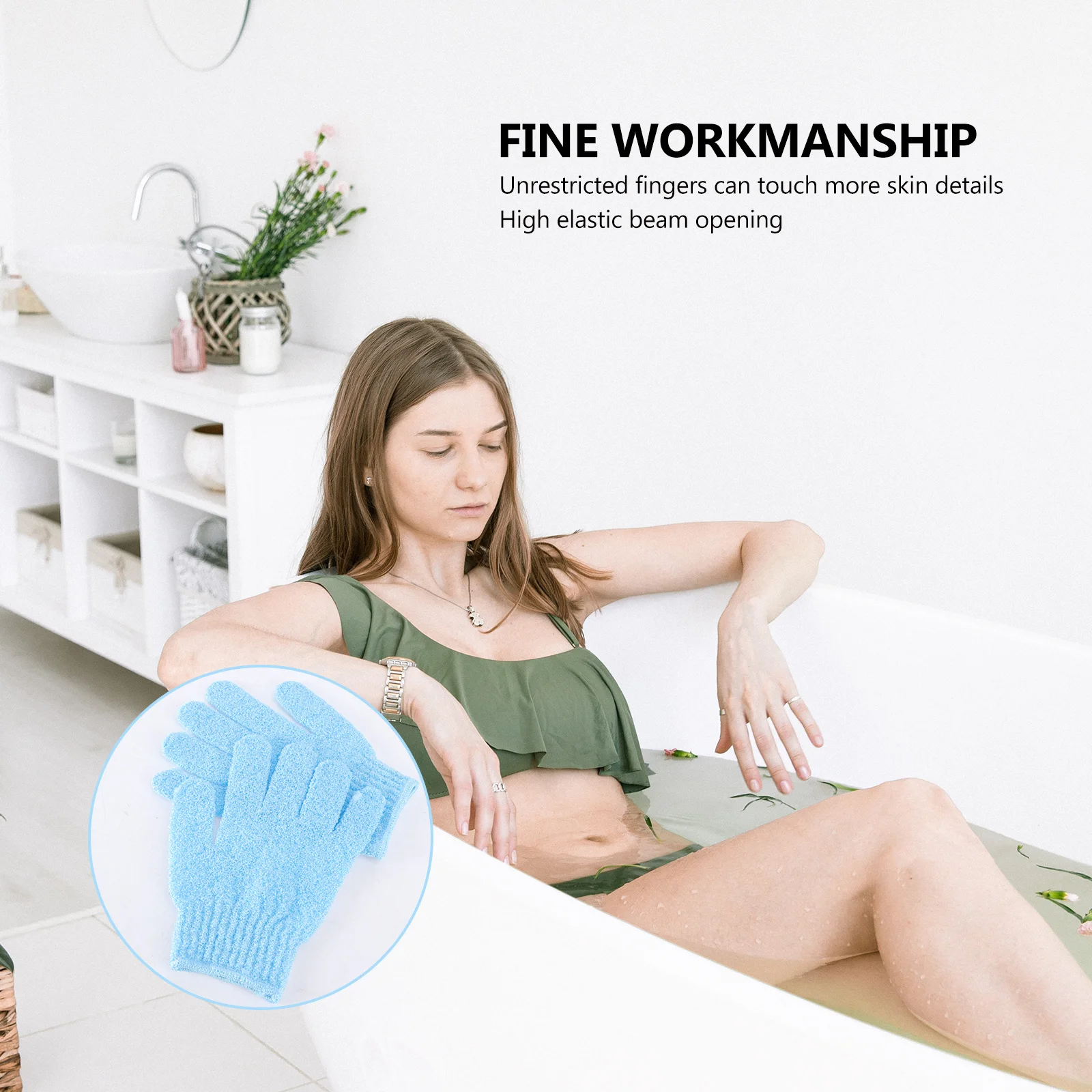 

2Pair Five Fingers Exfoliating Bath Glove Dual Side Use Body Brush Glove for Shower Scrubbing Deep Clean Spa Experience At Home