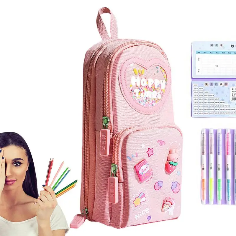 

Милый пенал, вместительный 3-уровневый чехол для карандашей с 6 отделениями, водостойкий Многофункциональный, для школы