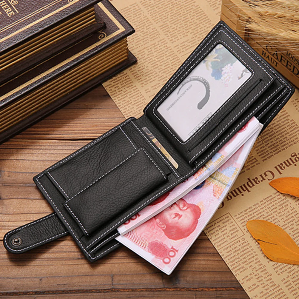 

Men Wallet 4.5" X 3.7" X 1" Trifold Wallet Slim Vintage Money Clip With Zipper Coin Pocket Photo Slots