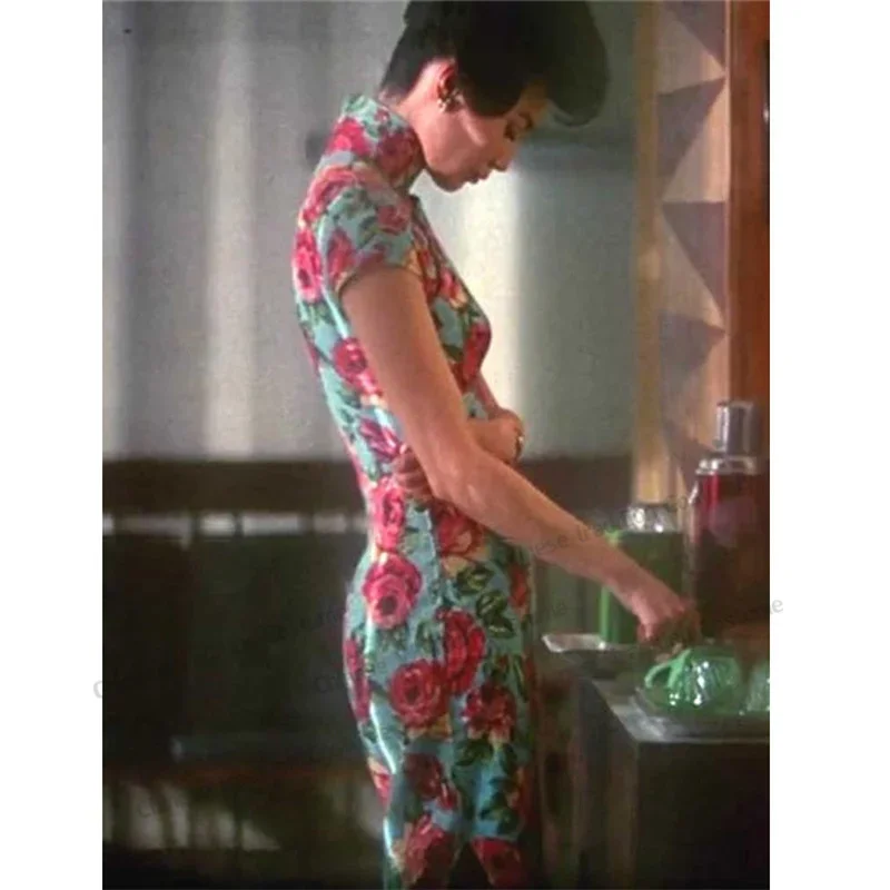 

In The Mood for Love Maggie Cheung Cheongsam, роскошное китайское традиционное платье Ципао с цветочным принтом, винтажное длинное платье ханьфу, Vestidos