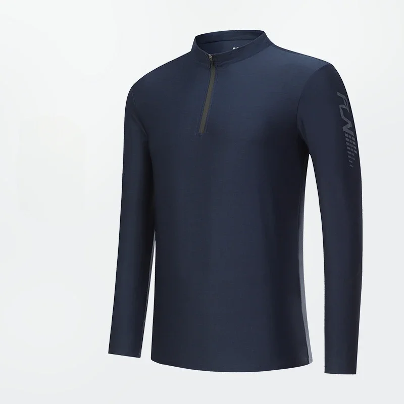

Fitness suit outdoor quick drying long sleeved T-shirt slim sports training suit stand up collar shirt men clothing