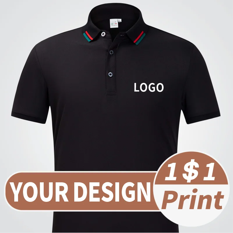 

Fashion top embroidered logo DIY for high-end clothing Summer breathable POLO shirt print Customization of brand inscriptions