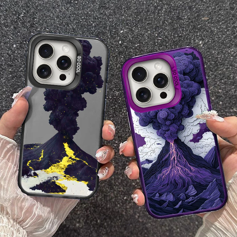 

Volcano Explosion Glow-in-the-dark Magma Phone Case For IPhone 13 Mini 13 14 15 16 Pro Max 16 Plus 5G Protective Luxury Cover