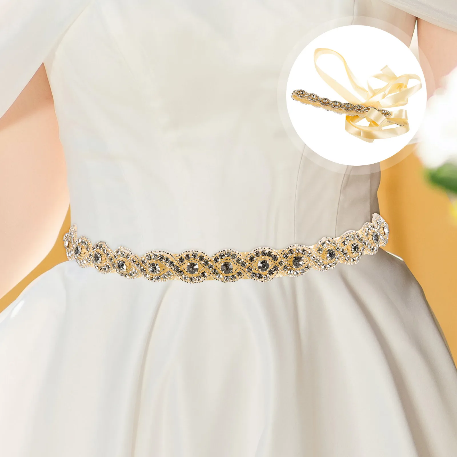

Bridal Waist Belt Rhinestone Decorated Slim Wedding Dress Accessory Elegant Bridal Belt for Wedding Gown Shower Gift