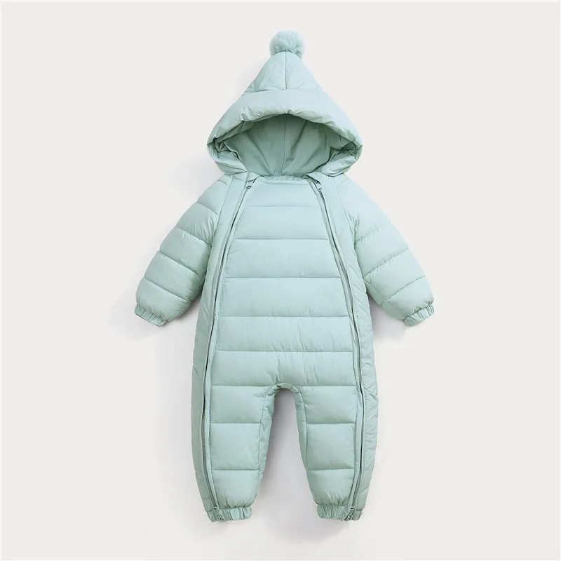 New newborn baby clothes jumpsuit baby solid color crawling clothes for boys and girls aged 0-3 winter cotton clothes for babies