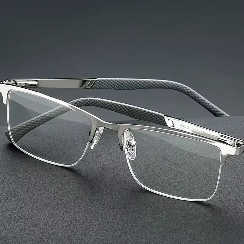 Men's Half-frame Business Reading Glasses Anti-blue Light Anti-fatigue Metal Frame Presbyopia Glasses +1.0 To +4.0 image 4