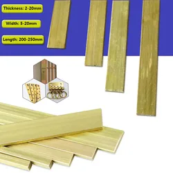 1pcs Length 200/250mm Solids H59 Brass Row Strip Brass Flat Plate Bar Thickness 2/3/4/5/6/8/10/12/15/20mm