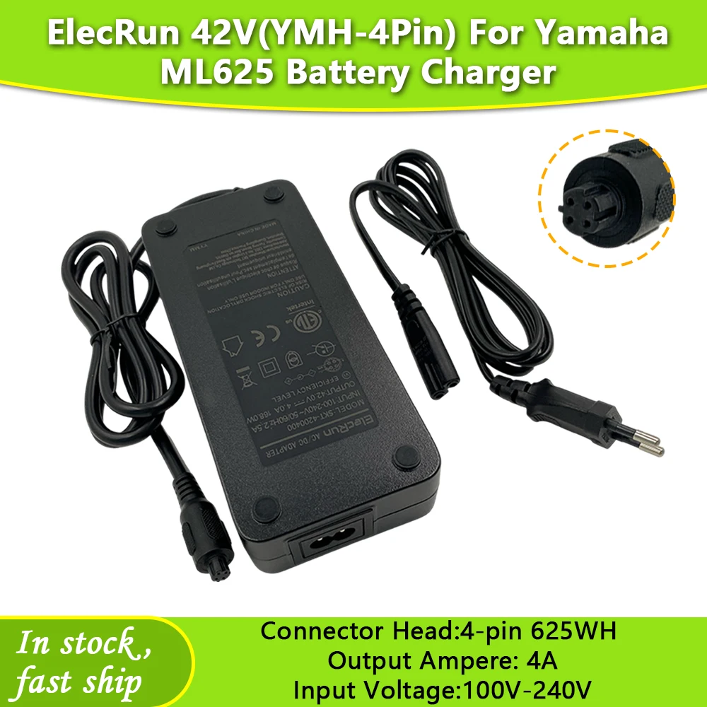 

Li-Ion Charger Adapter For Elecrun 42V 4A 4-Pin 36V YMH 4 Pin For ML625WH 625WH 625W Battery Electric Vehicle Accessory Parts