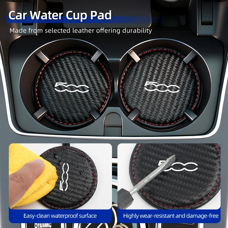 Car interior leather-edge water cup holder For FIAT 500 Grande Punto Tipo Stilo UNO Astra Bravo Panda Freemont Linea
