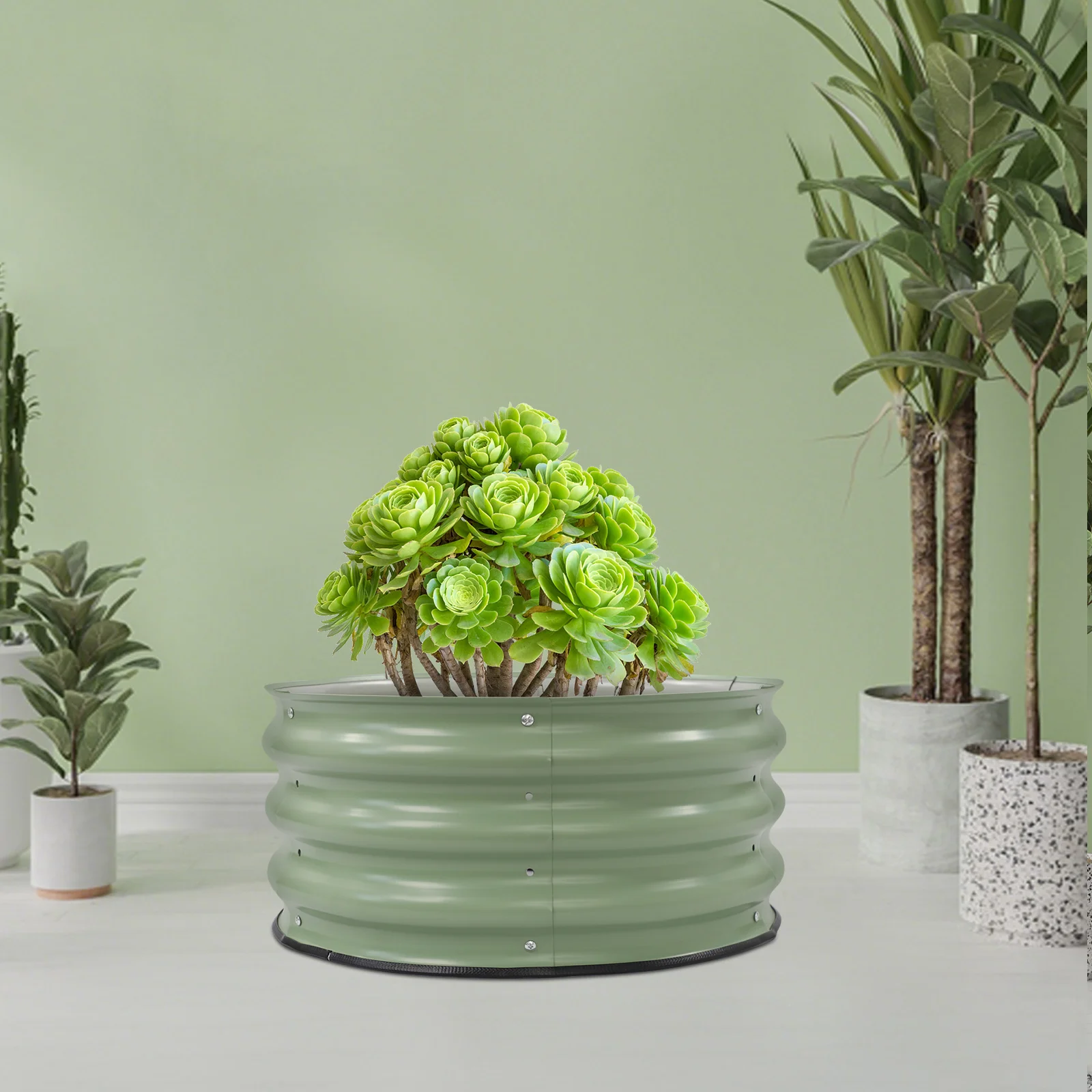 

Комплект оцинкованной приподнятой садовой кровати, приподнятая садовая кровать с 6 панелями, светло-зеленый металлический ящик для цветов для овощей, трав, цветов