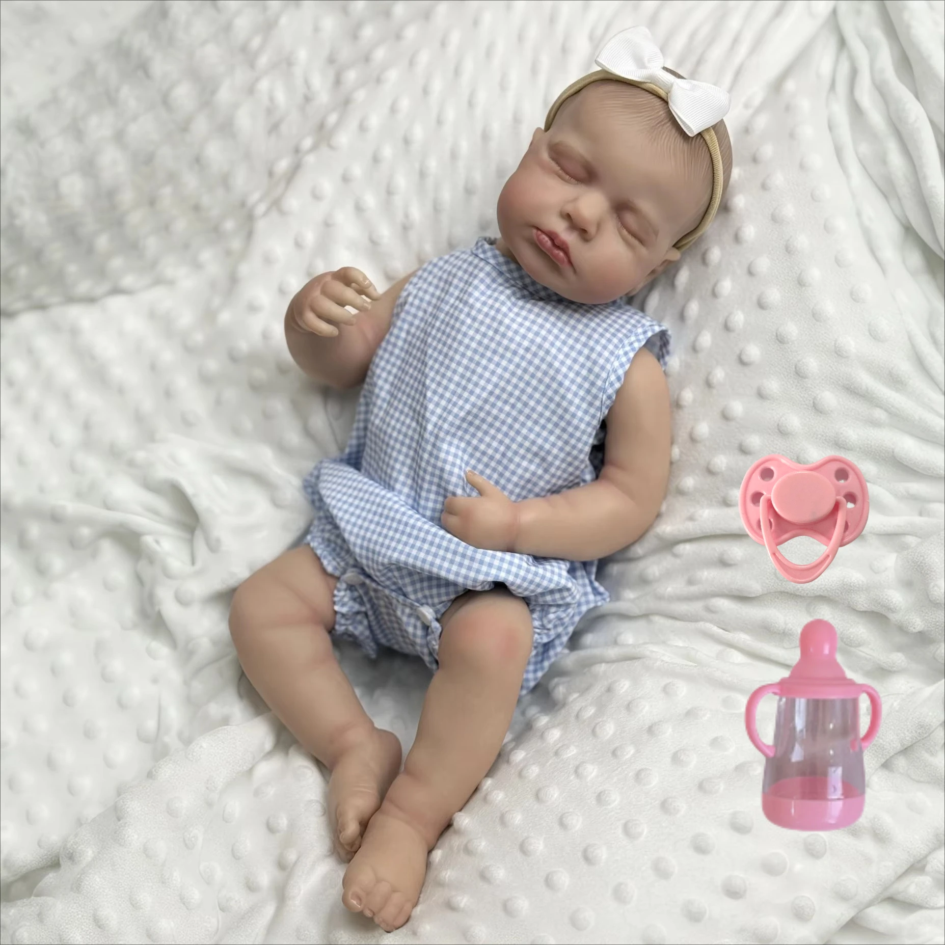 

BZDOLL 20inch 50cm Asleep Reborn Doll, 3D-Paint Skin & Veins, Vinyl Limbs Cloth Body, Handmade Kids Birthday Toy