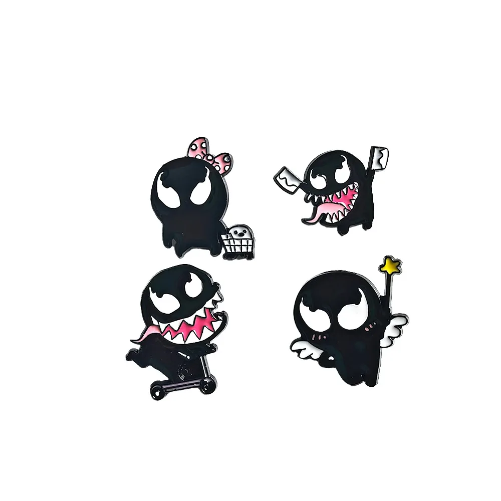 Venoms Enamel Pins New Toys Gift Anime Action Figures Brooch Kids Fashion Clothes Badge Bags Decoration Children Cosplay Classic