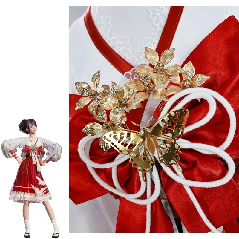 Игра Naraka: Bladepoint Kurimi, карнавальный костюм, красное платье в китайском стиле, парик Лолиты с бантом, женские сексуальные милые костюмы для вечеринок; 2k,j'