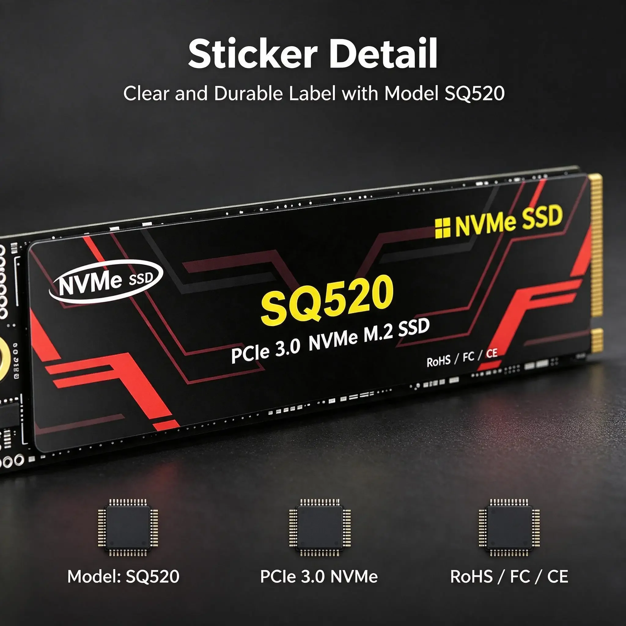 M.2 NVMe SQ520 Built-in Solid State Disk, 4TB/1TB/2TB/500GB, Fast Performance Storage Drive, Desktop, Laptop, Gaming, PC.