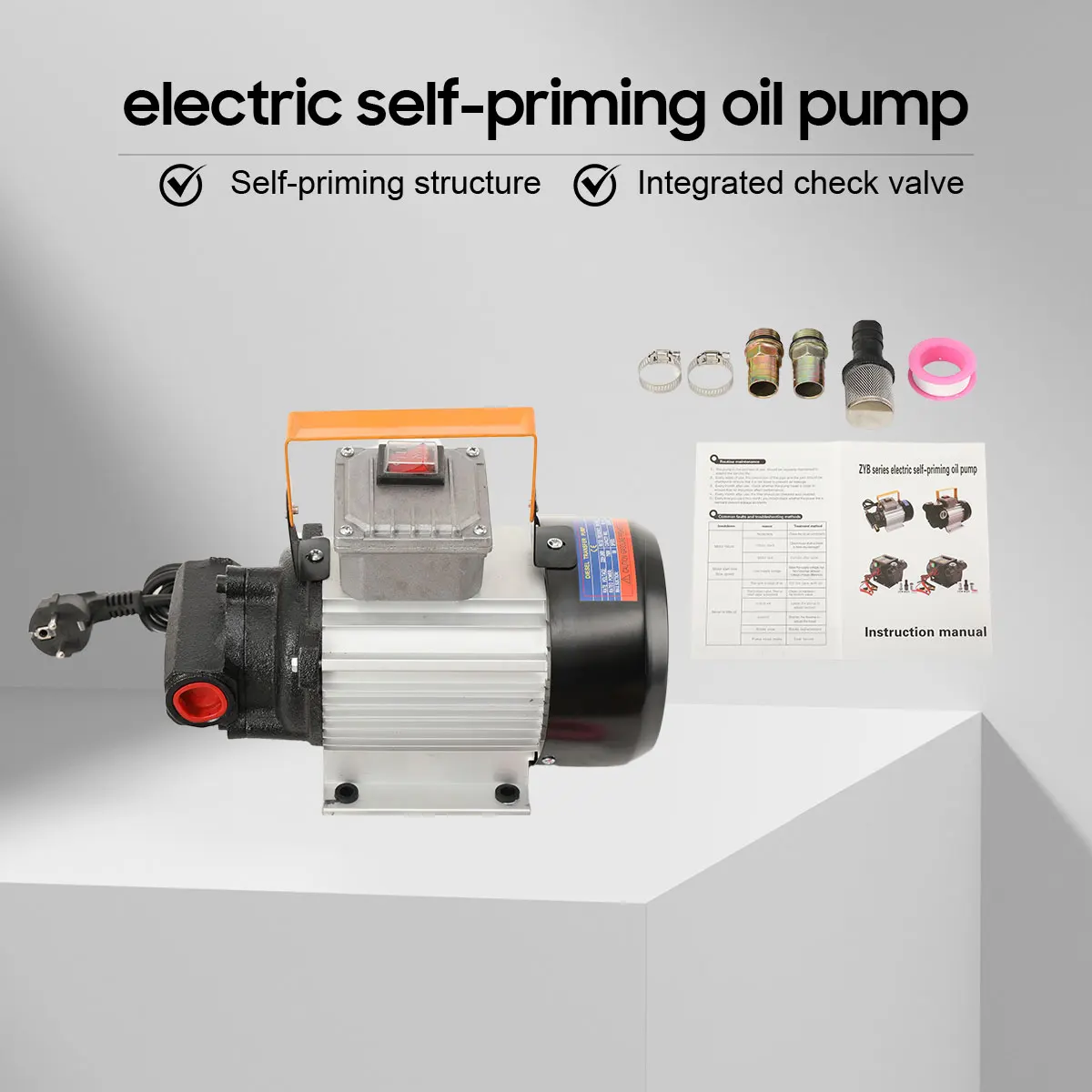 750W Self-Priming Gear Fuel Pump 220V for Motor Oil, Electric Transfer Pump with Cast Iron Housing and Thermal Overload Protection, IP55 3 Bar Max Pressure – 8.6kg