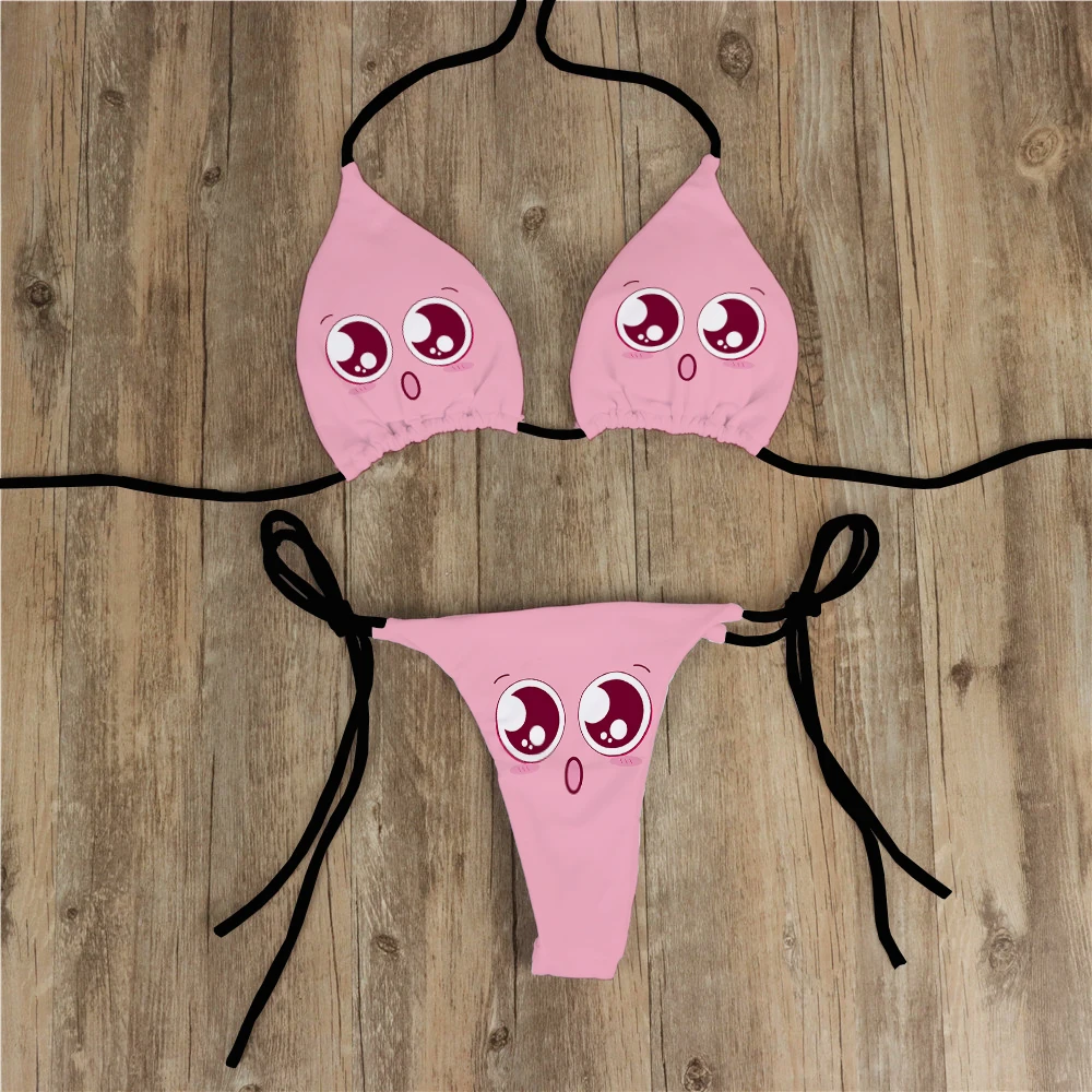 Personal 3D custom printed swimwear DIY custom bikini two-piece suit push-up padded bra thong two-piece swimsuit beachwear