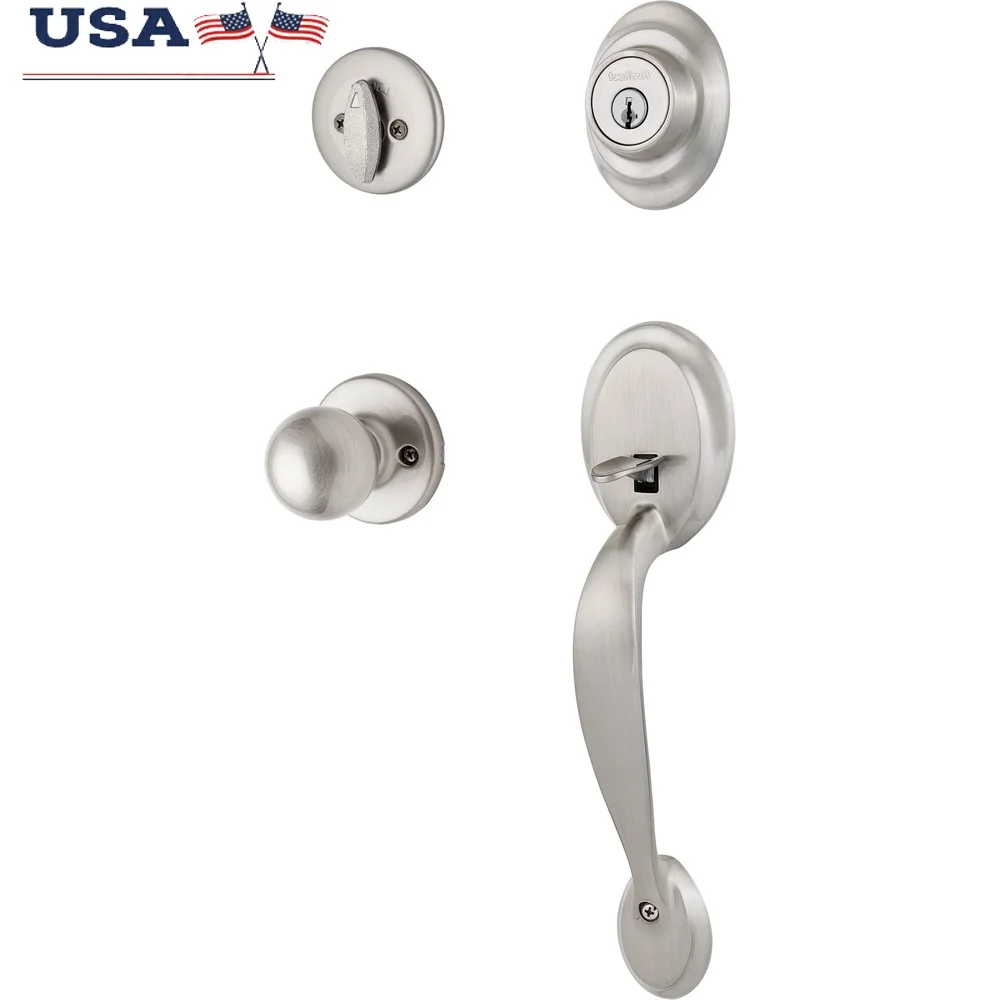 

Single Cylinder Handleset with SmartKey Security Exterior Doors Easy Install Adjustable Deadbolt Antimicrobial Protection 2 Keys