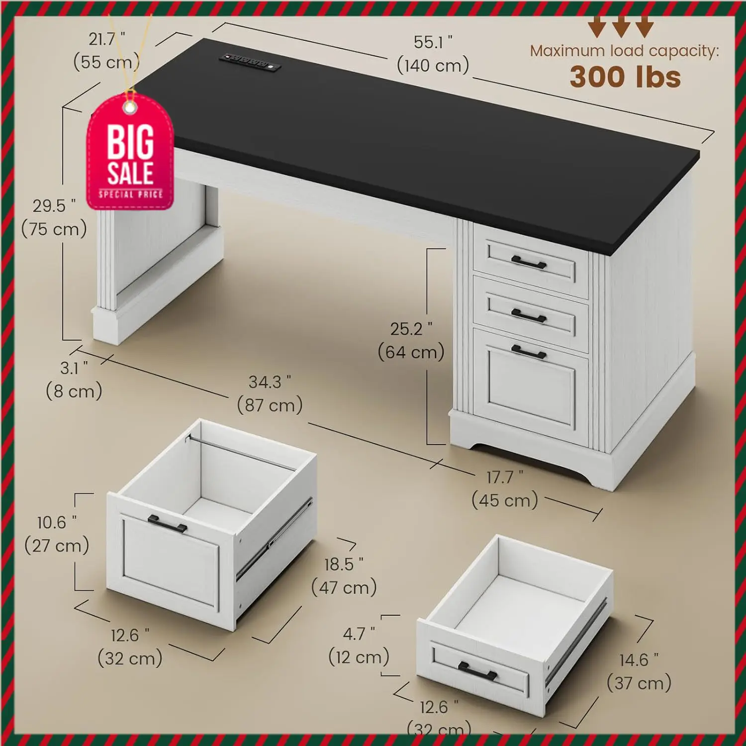 

Акция: ограниченное предложение по цене! Компьютерный стол Farmhouse 55" Executive Desk, компьютерный стол с подставкой для ноутбука.