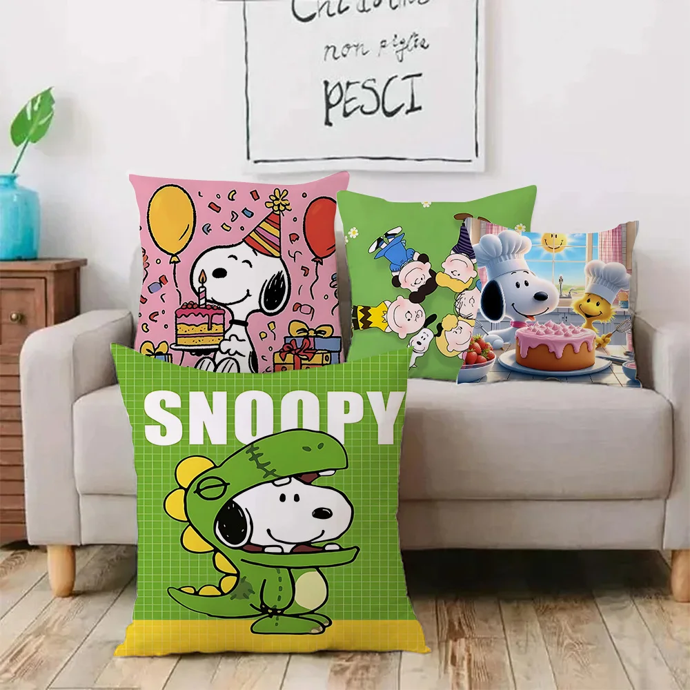 Cute Cartoon S-Snoopys Pillow Covers Cartoon Sofa Decorative Home Double-sided Printing Short Plush Cute Cushion Cover