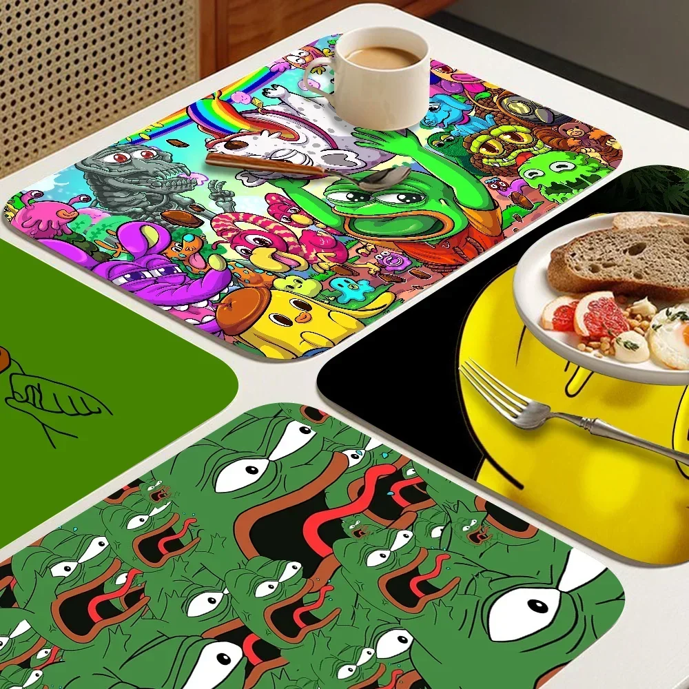 Pepe The Frog Mat Super Absorbent Coffee Drain Pad Dry Rug Kitchen Dinnerware Placemat