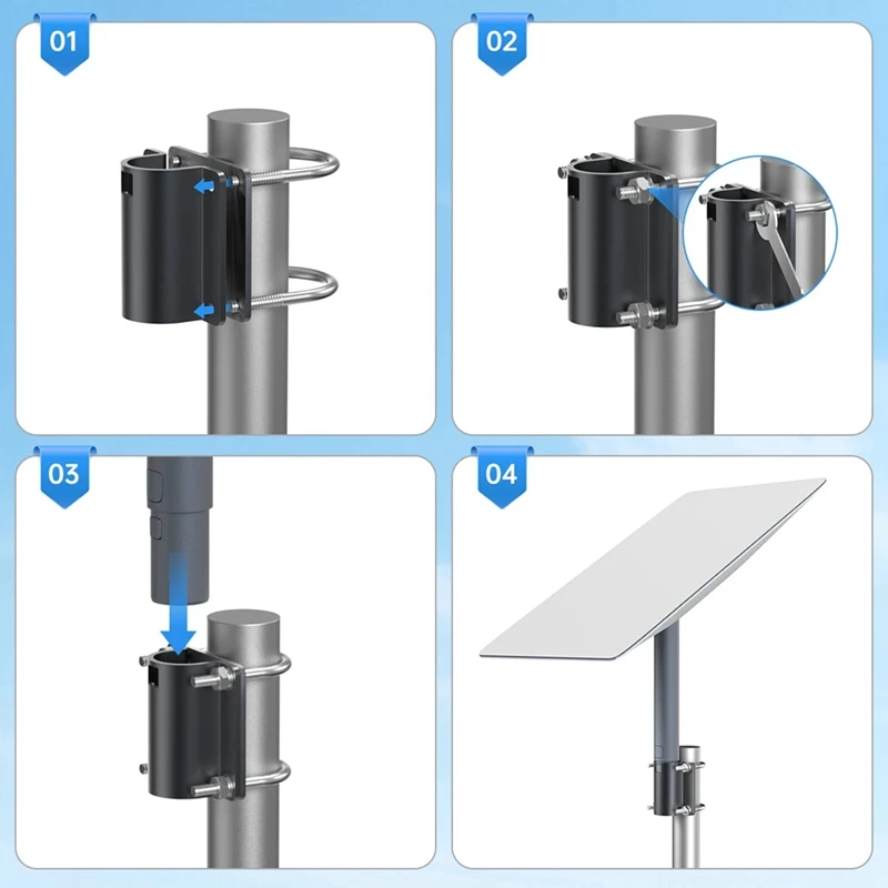 Mount U-Bracket For Starlink V2 Dish, Roof Mast To Pole To Pipe Mounting Adapter 50-70Mm For RV Yachts Houses