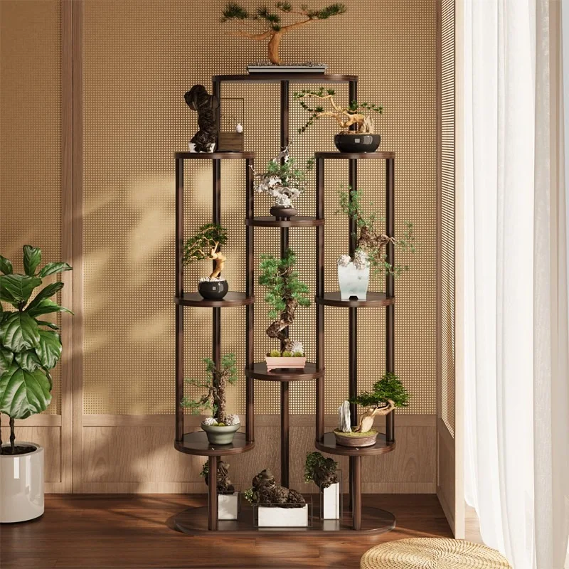 Ancient rack retro new Chinese tea display rack tea set ornament locker small flower rack