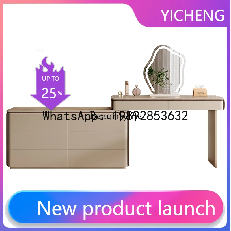 

QQ **Modern simple white light luxury solid wood retractable makeup table dressing table bedroom
