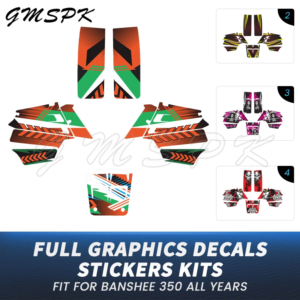 

Full Set ATV Motorcycle Fairing Graphics Background Decals Sticker Fit for Yamaha BANSHEE350 YFZ350 BANSHEE 350 All Years