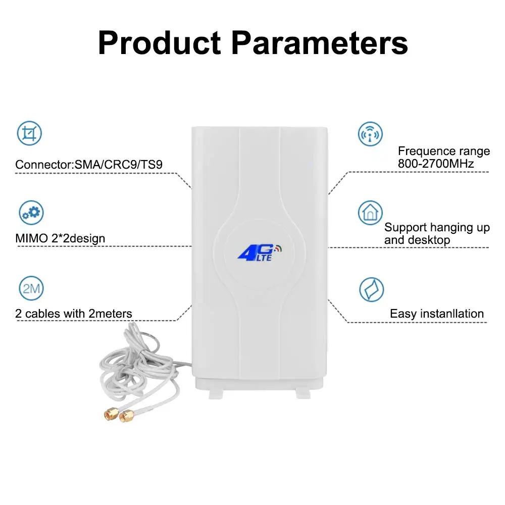 NEW High Gain 4G LTE Antenna 2m/5m Cable Dual Mimo Long Range Network Antenna for WiFi Router/Mobile Broadband/Hotspot Amplifier