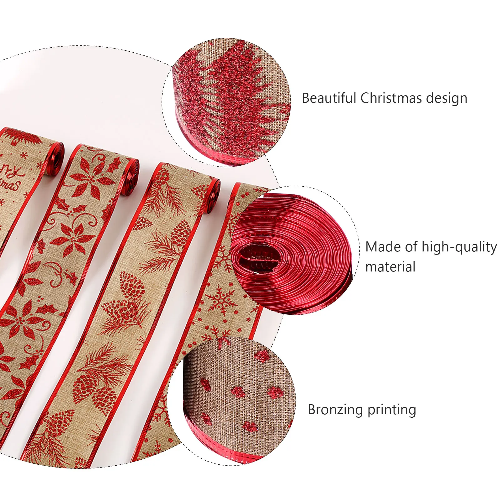 

2 Rolls Festival Party Decorations Christmas Craft Burlap Red Ribbons for Crafts Imitation Hemp White