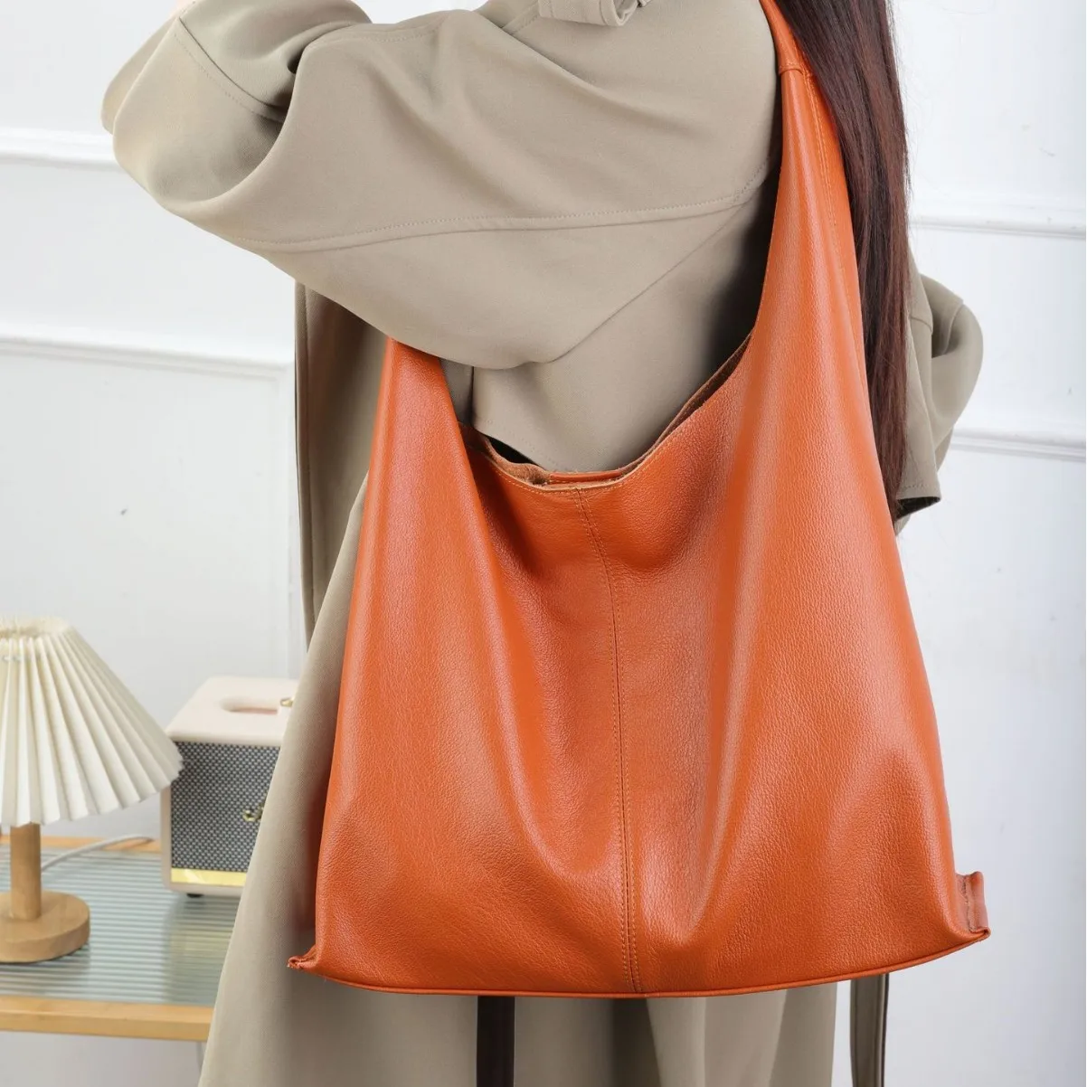 

Women's Genuine Top Grain Leather Tote Bag, Large Capacity Shoulder Bag for Shopping