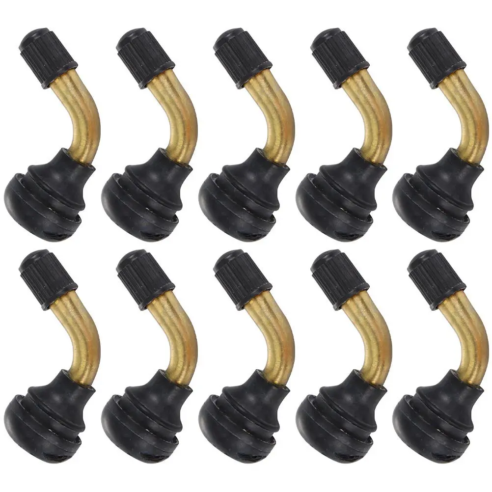

10Pcs Bent Rubber Valves Stem for Motorcycle Atv Scooter Moped Tubeless Rims Strong Stability Easy Install Replacement Tire