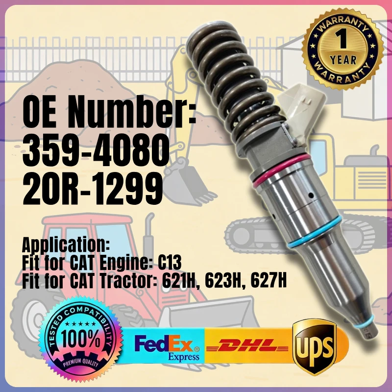

Fuel Injector 359-4080 20R-1299 3594080 20R1299 for Caterpillar CAT Engine C13 Tractor 621H 623H 627H