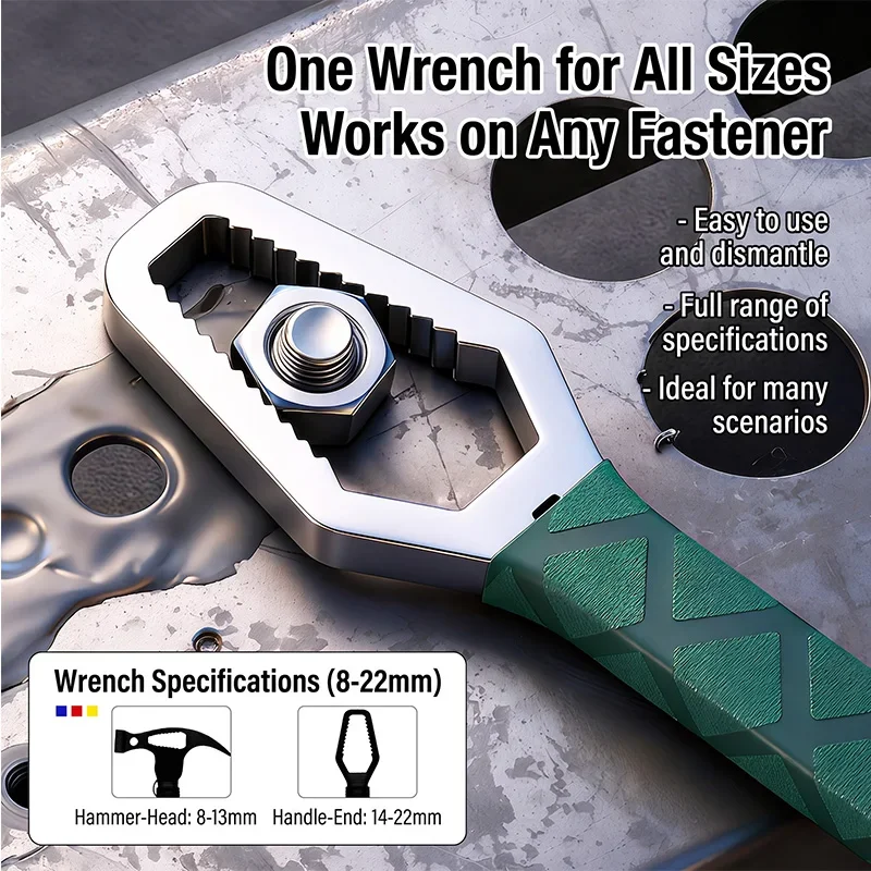 Multifunctional Adjustable Claw Hammer All-in-One Woodworking Wrench Hammer 5 Gear Rotatable Head Household Repair Hand Tool
