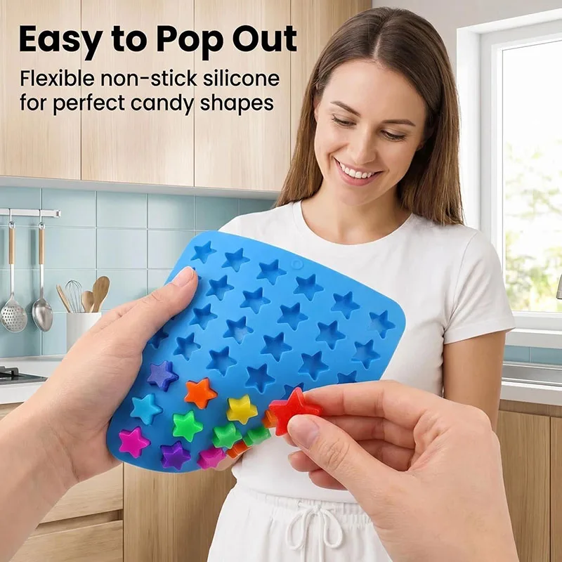 3D Star Gummy Silicone Mold Candy Chocolate Wax Melts Ice Cube Tray Cake Decoration Cupcake Topper Kitchen Accessories Tools