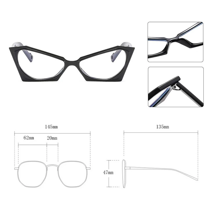 Ladies Cat Eye Polygonal Eyeglasses Frame Trendy Optical Blue Light Blocking Glasses Women\'s Computer Glasses Clear Lens Eyewear