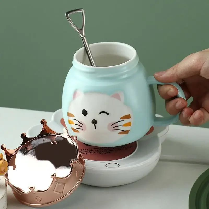 Crown Mobile Phone Holder Mug, Cartoon Cat Ceramic Cup, High-value Girl Water Cups, Gift Drinkware