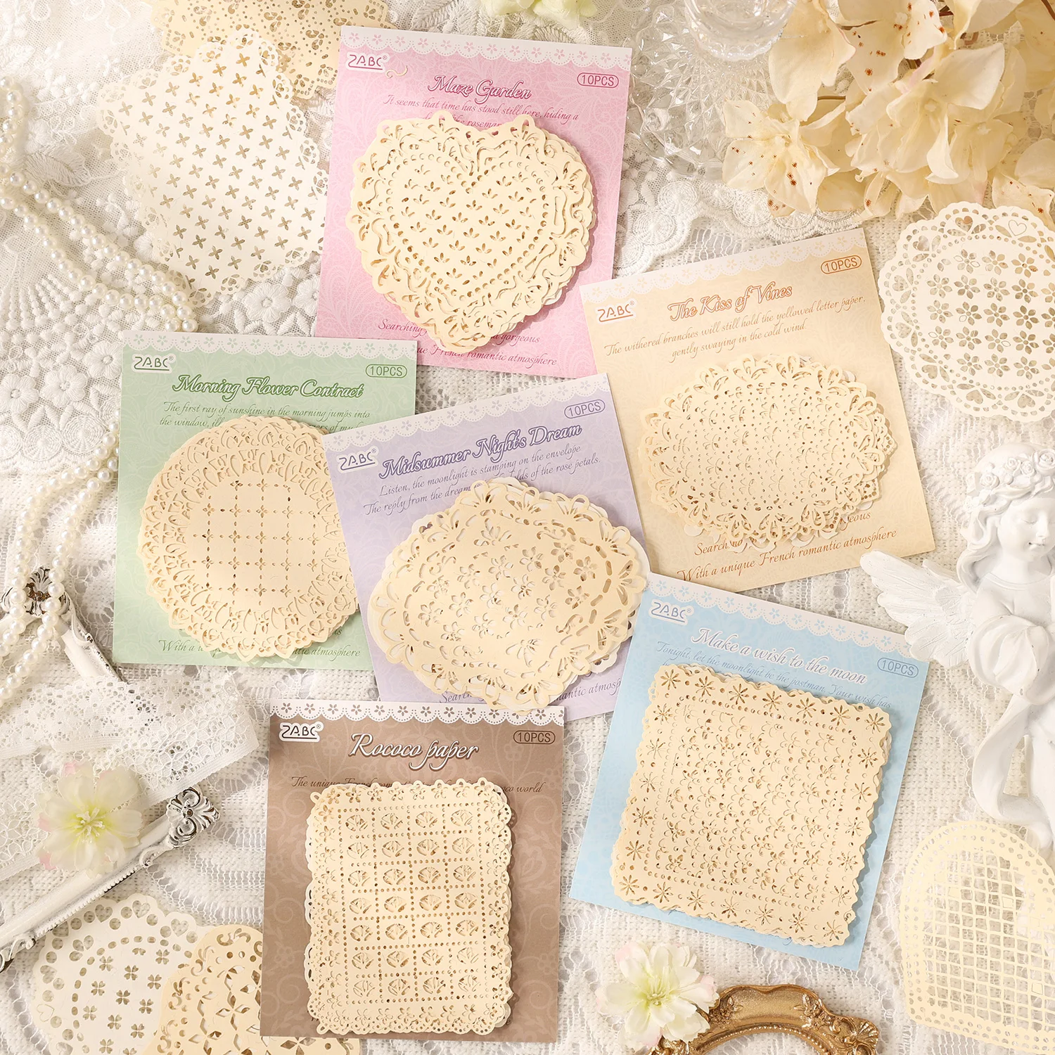 10 pcs Vintage Lace Hollow Material Paper Butterfly Craft Paper Junk Journal Planner Decorative DIY Scrapbooking Material Pack