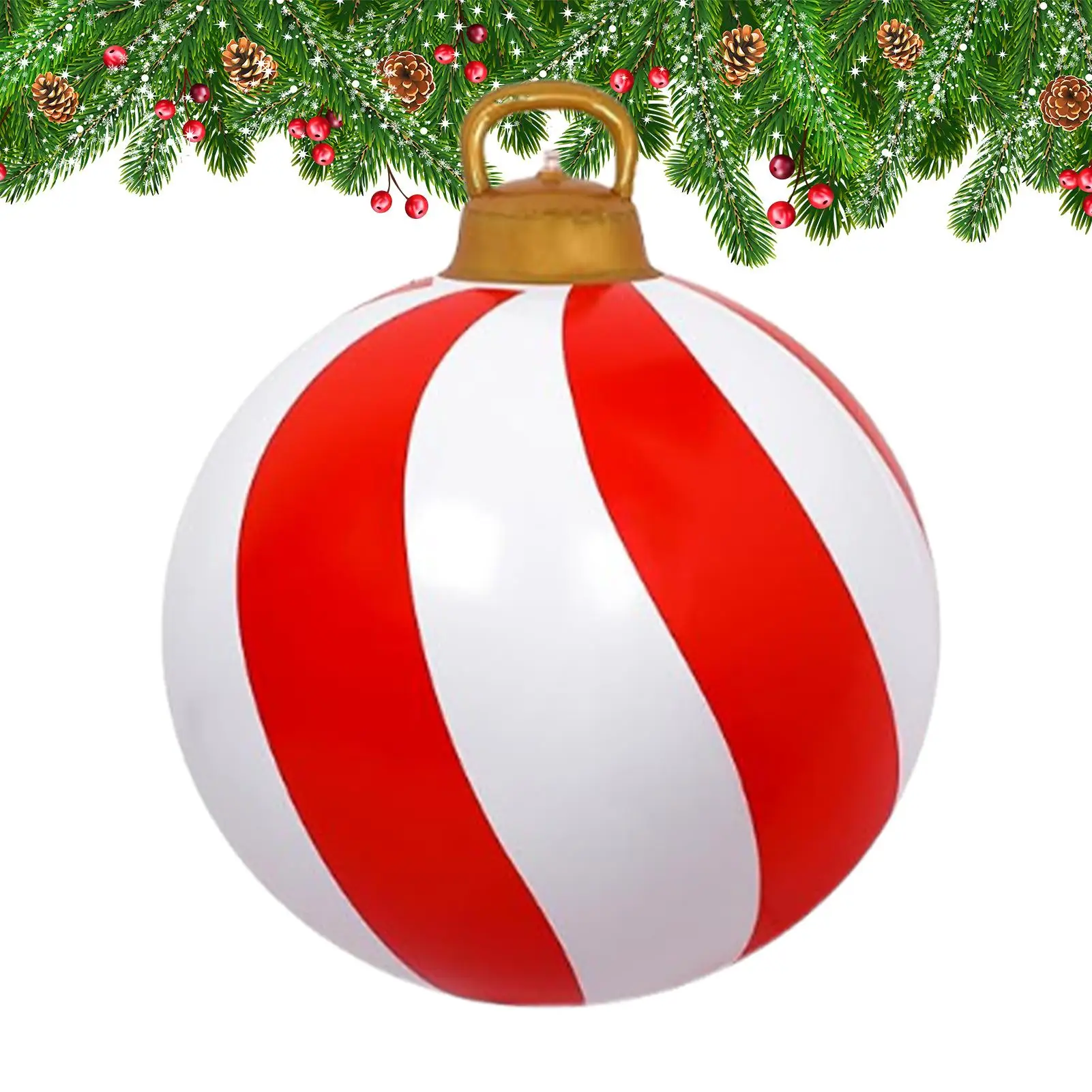 Inflatable Ball Red White 24 Inches Decorations Props Giant Inflatable Ornaments For Outside Yard Porch Garden Winter Party