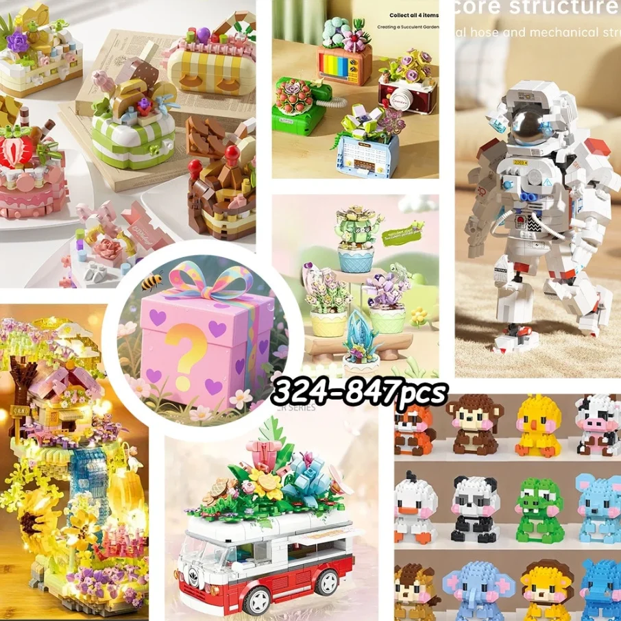 

Случайные глухие коробки игрушек из строительных блоков, каждой коробка скрывает эксклюзивные сюрпризы, обеспечивает потрясающий опыт сборки.